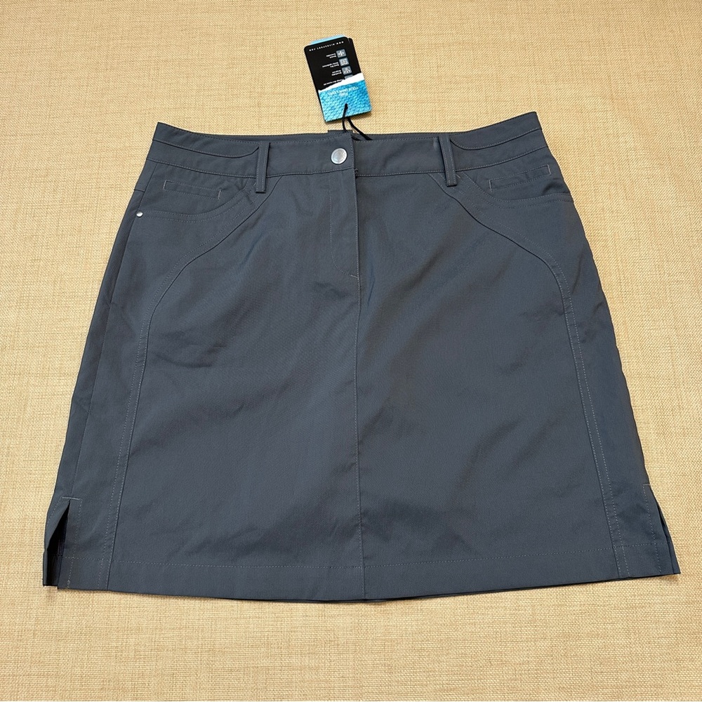 Nivo Gray Front Zipper Active Classic Skort Skirted Shorts